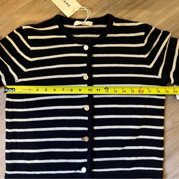 FRAME Denim Wool blend Cardigan small gold buttons striped - Picture 7 of 13